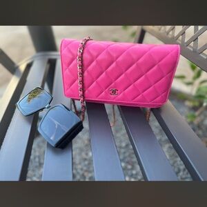 Chanel Fuchsia Quilted Clutch
